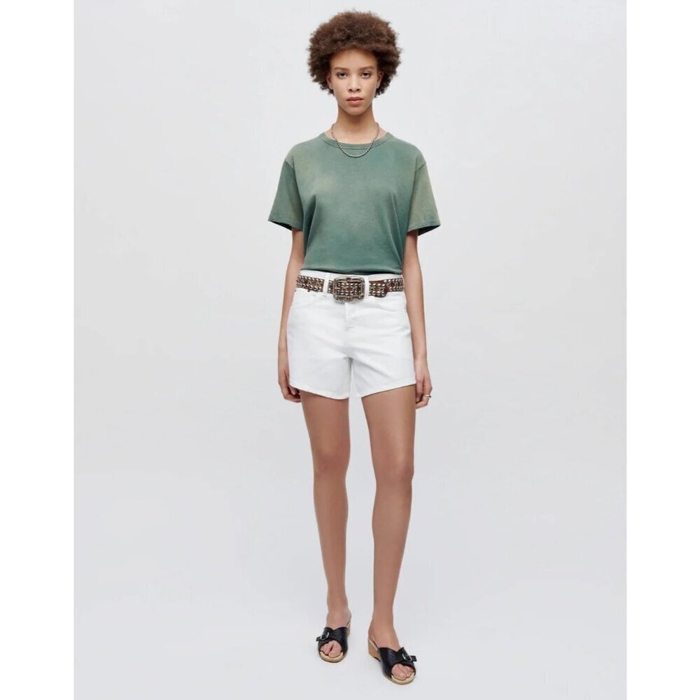 Re/Done Button Fly Mid-Rise Boy Shorts White Rigid Denim Womens 32‎ NWT - Picture 16 of 16